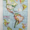 NU11948AMER-R-amerique-carte-geographie Carte géographique ancienne de l’Amérique en couleurs, relief, productions et géologie – 1948