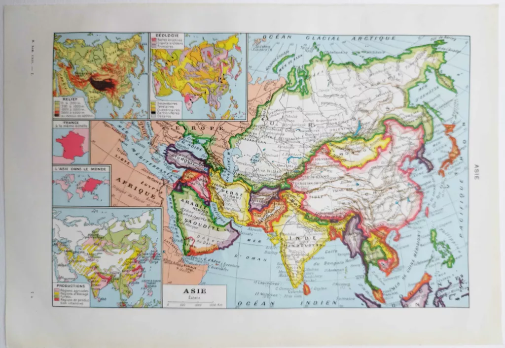 Carte géographique de l'Asie