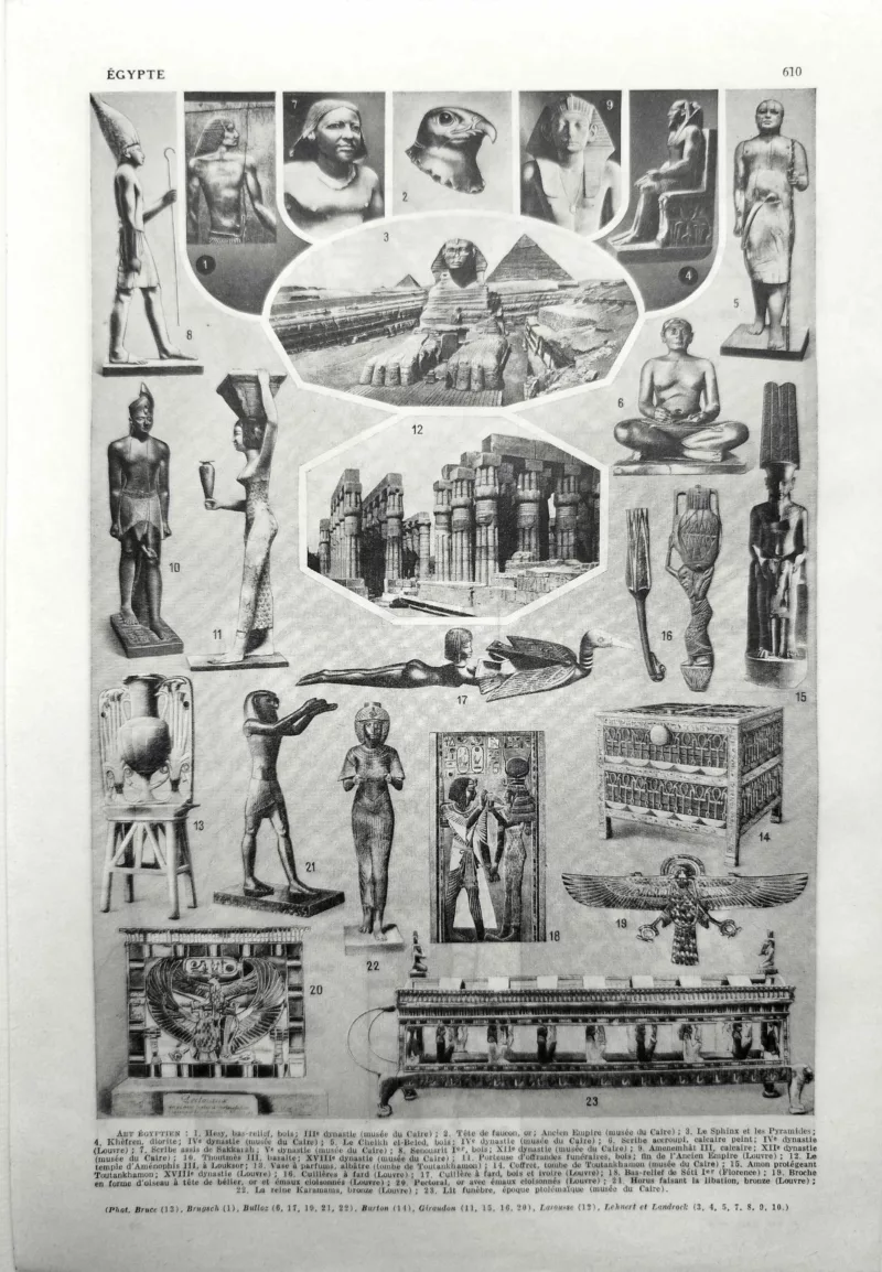 NU11948EGYP-V-egypte-ancienne Égypte ancienne, monuments et antiquités, verso de la planche encyclopédique de 1948