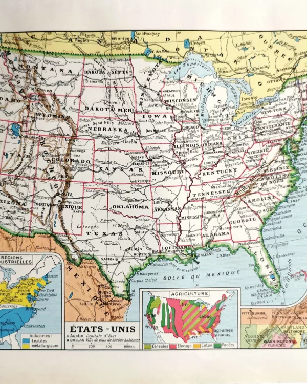 NU11948ETAT-R-Etats-Unis-Amerique États-Unis en 1948, carte géographique du territoire américain