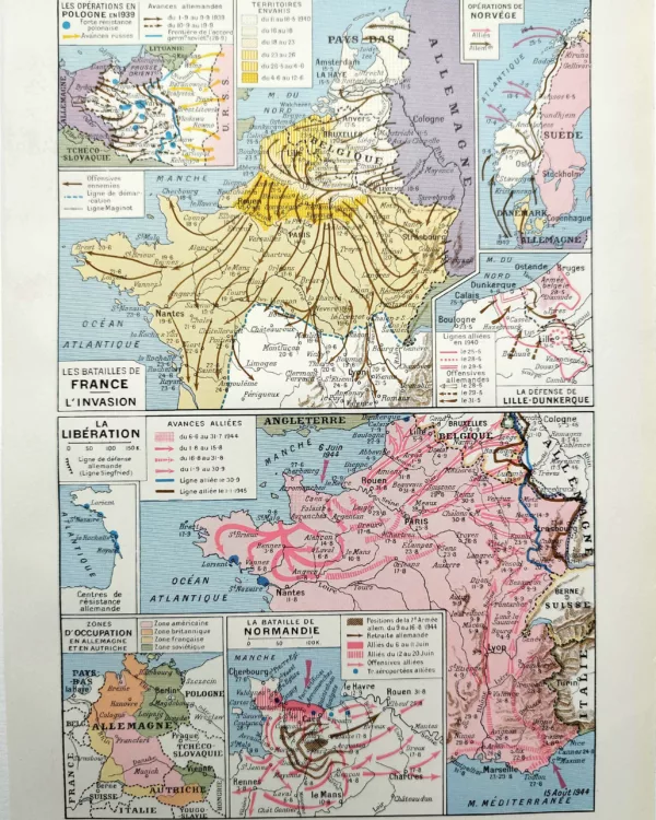 NU11948GMO2-R-seconde-guerre-mondiale Seconde Guerre mondiale, planche historique encyclopédique originale de 1948