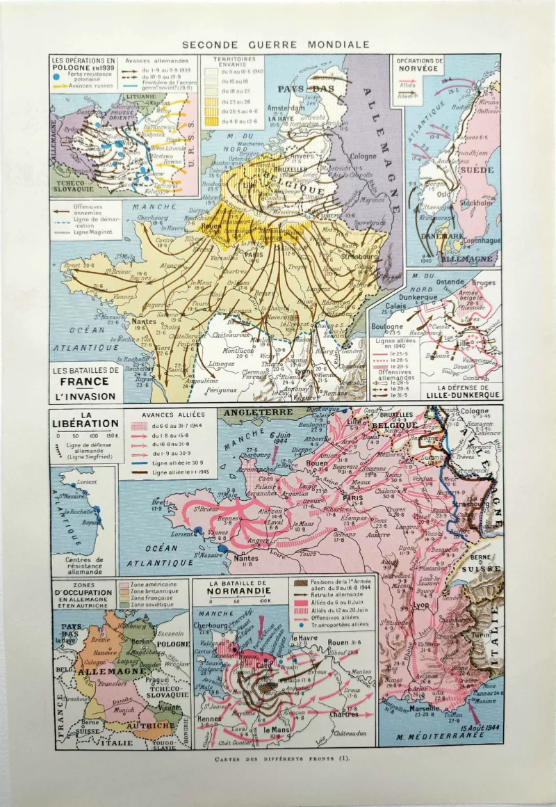 NU11948GMO2-R-seconde-guerre-mondiale Seconde Guerre mondiale, planche historique encyclopédique originale de 1948