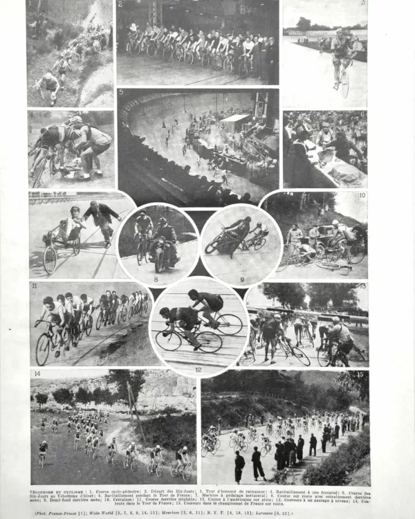 NU21949VELO-R-velodrome-cyclisme Vélodrome et cyclisme sur piste, planche sportive ancienne de 1949