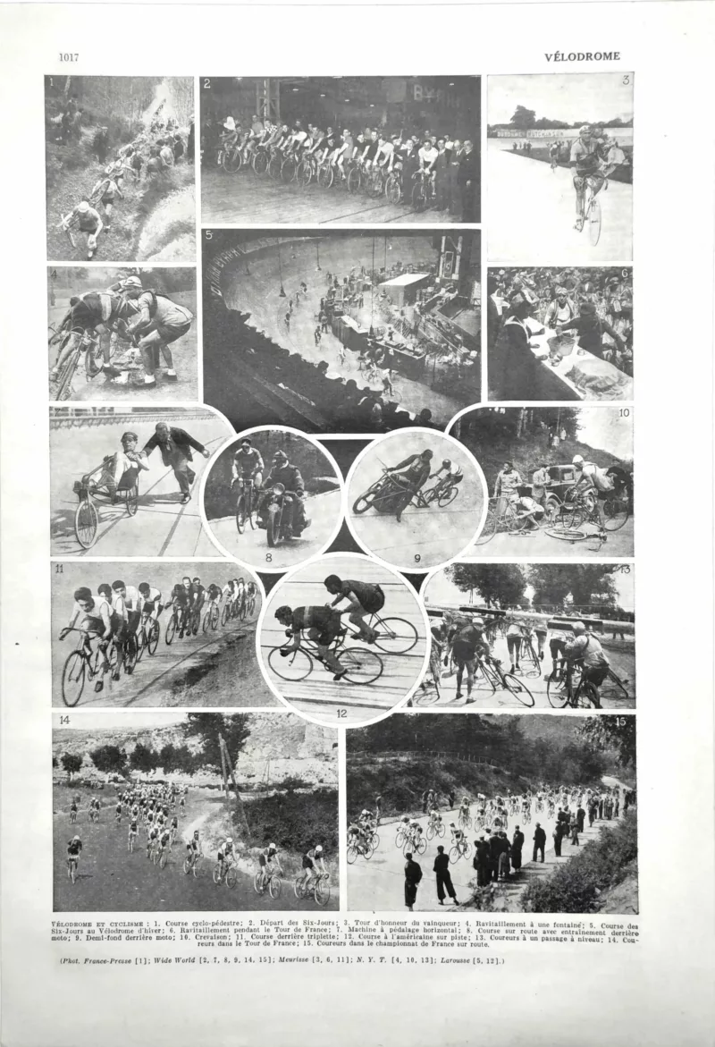 NU21949VELO-R-velodrome-cyclisme Vélodrome et cyclisme sur piste, planche sportive ancienne de 1949