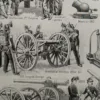 Artillerie, deux planches historiques originales 1948 – détail de la planche ancienne