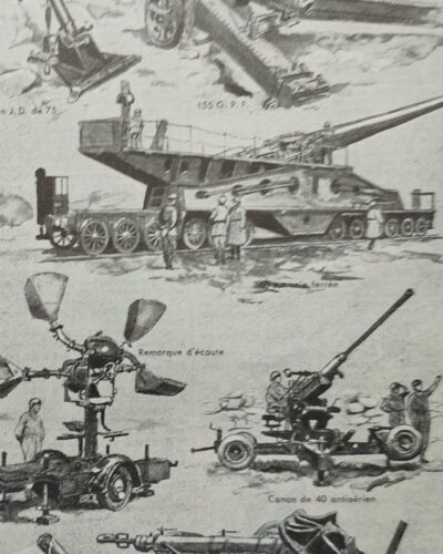 Artillerie, deux planches historiques originales 1948