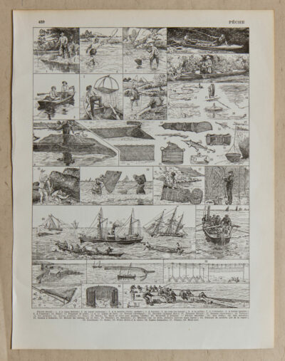 peche Pêche, planche encyclopédique originale 1930