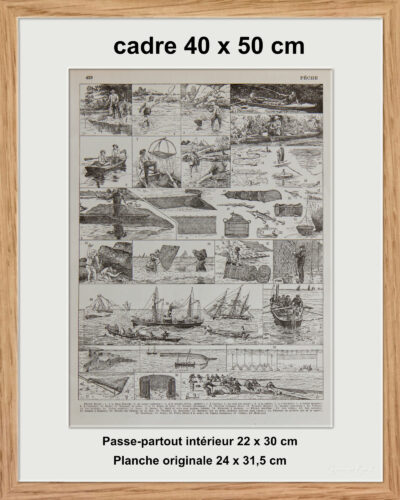 original-cadre-pp Pêche, planche encyclopédique originale 1930