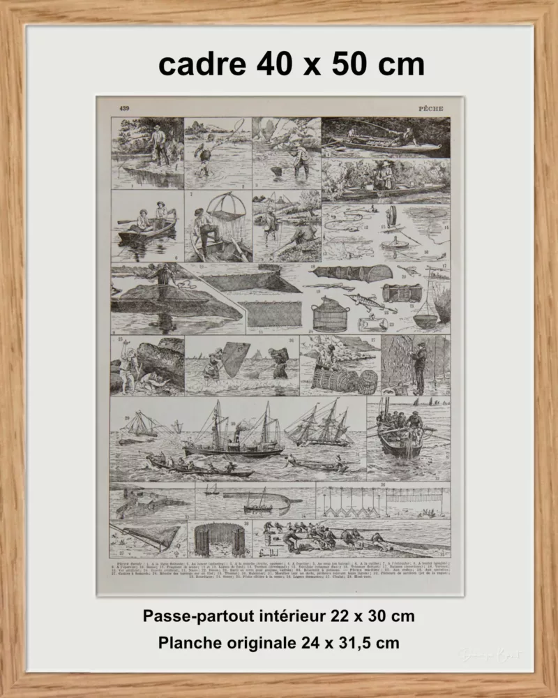 original-cadre-pp Pêche, planche encyclopédique originale 1930