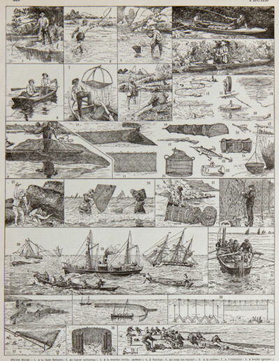 peche Pêche, planche encyclopédique originale 1930
