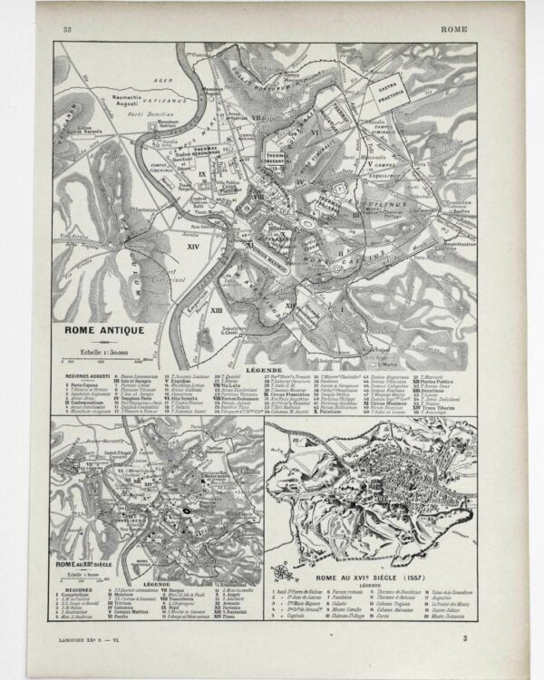 Rome antique, médiévale et Renaissance, plans historiques 1930