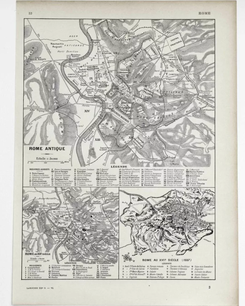 Rome antique, médiévale et Renaissance, plans historiques 1930