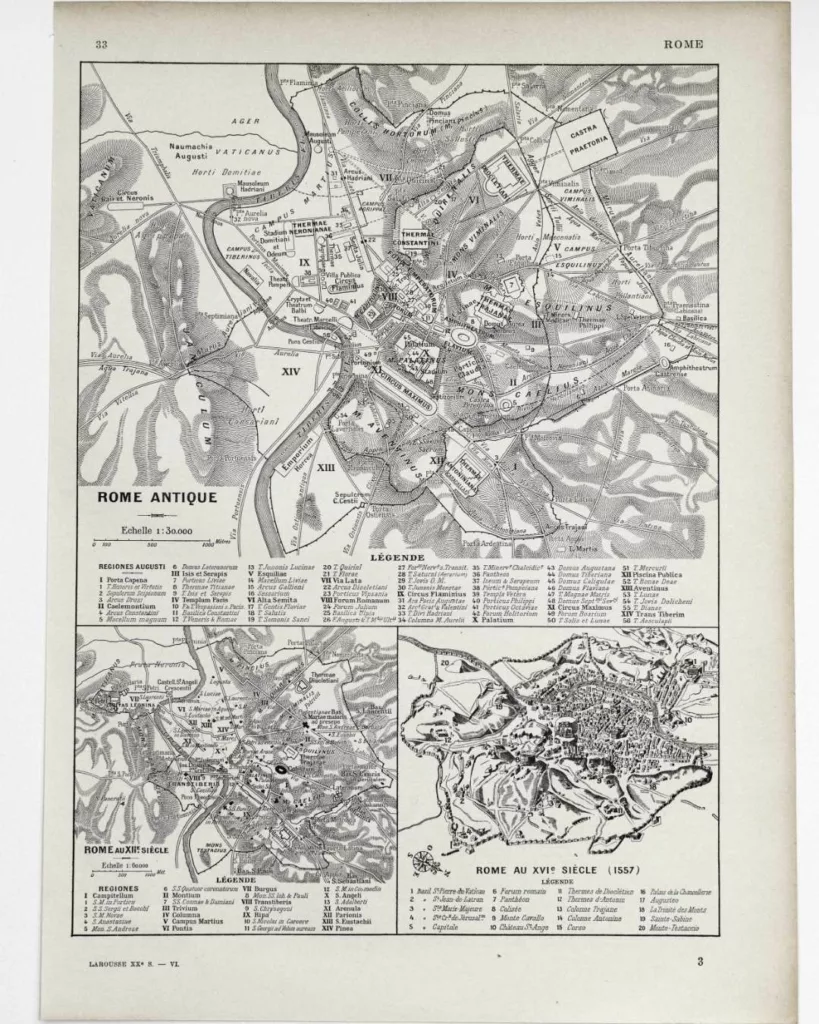 Rome antique, médiévale et Renaissance, plans historiques 1930