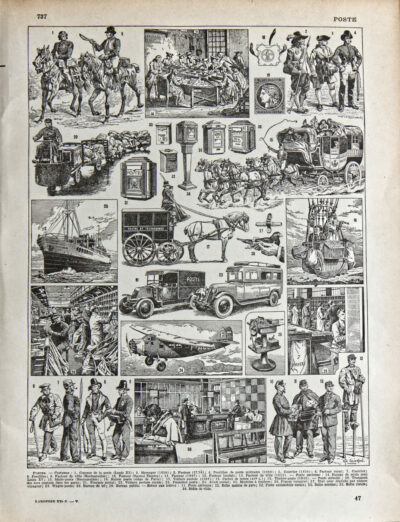 La Poste, métiers et histoire postale, planche originale 1932