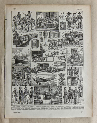 La Poste, métiers et histoire postale, planche originale 1932