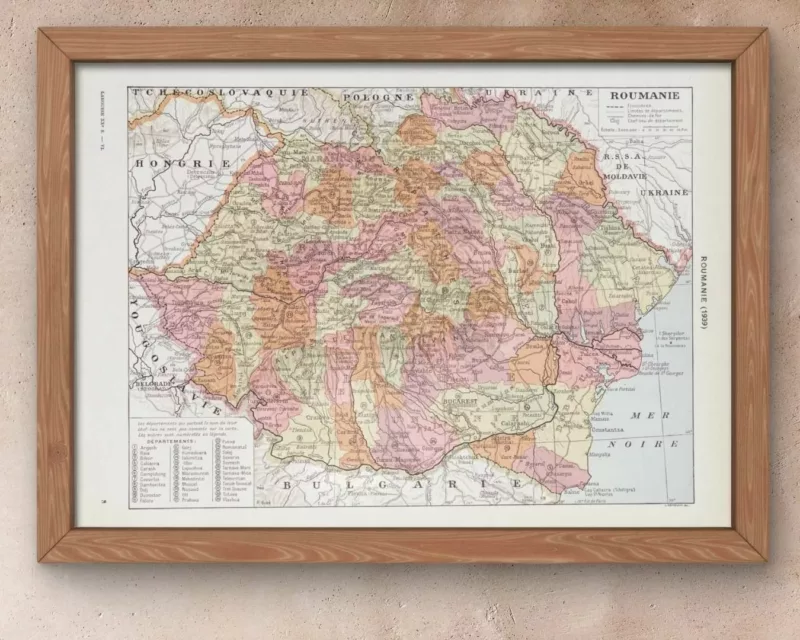 Grande Roumanie, carte mise à jour en 1939, planche édition 1930 – détail de la planche ancienne