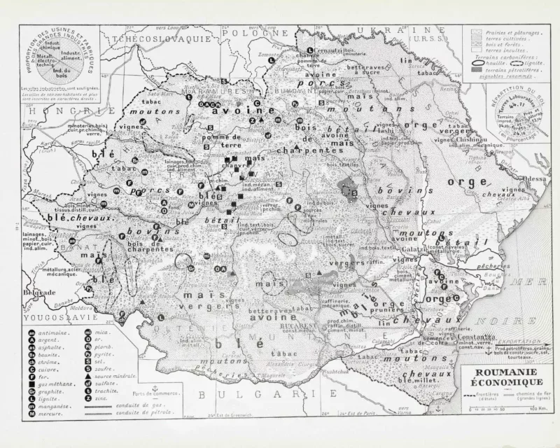 Grande Roumanie, carte mise à jour en 1939, planche édition 1930 – verso du document ancien