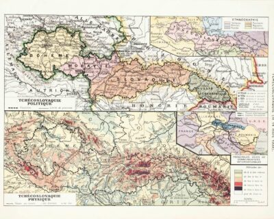 tchecoslovaquie-a10 Tchécoslovaquie, carte mise à jour en 1939, planche édition 1930
