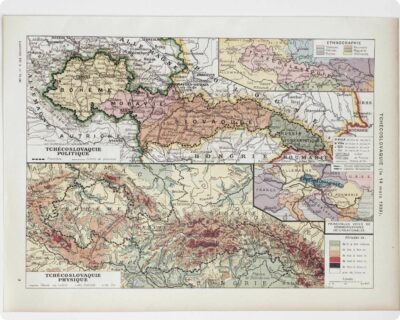 tchecoslovaquie-a11 Tchécoslovaquie, carte mise à jour en 1939, planche édition 1930