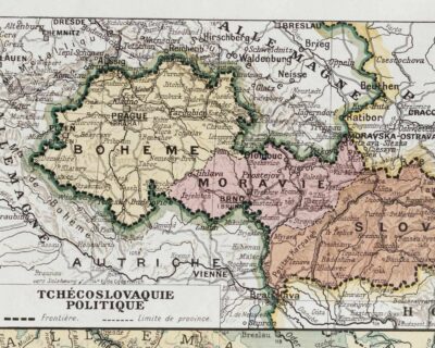 tchecoslovaquie-a12 Tchécoslovaquie, carte mise à jour en 1939, planche édition 1930
