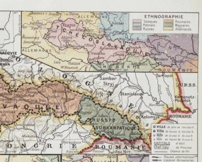 tchecoslovaquie-a14 Tchécoslovaquie, carte mise à jour en 1939, planche édition 1930