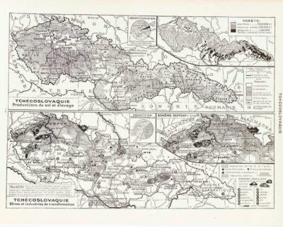 tchecoslovaquie-a20 Tchécoslovaquie, carte mise à jour en 1939, planche édition 1930