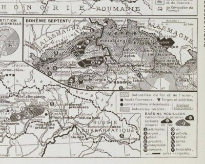 tchecoslovaquie-a22 Tchécoslovaquie, carte mise à jour en 1939, planche édition 1930