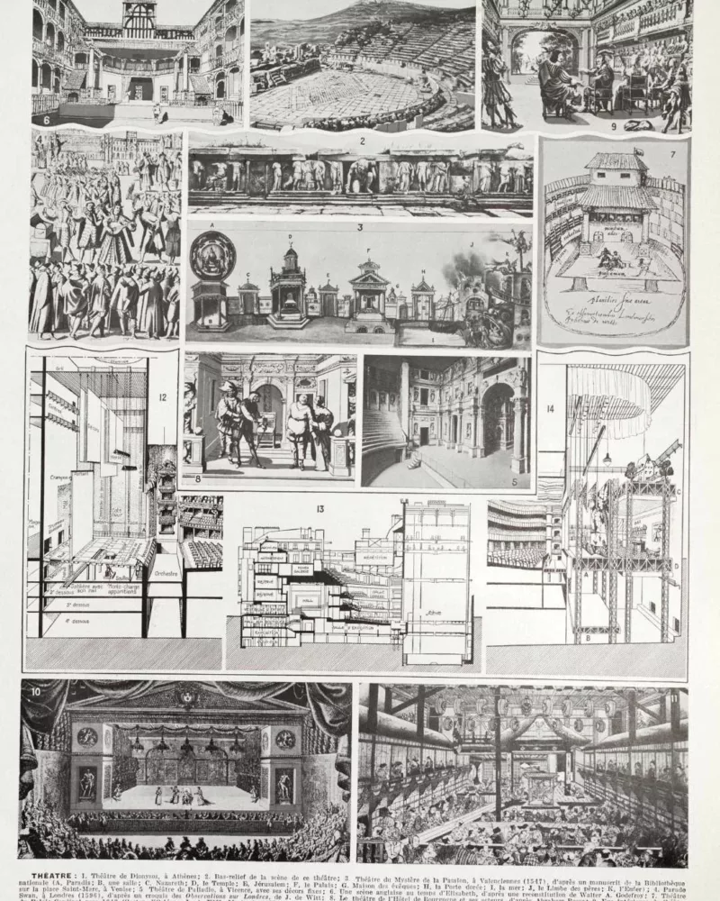 Théâtre histoire 1930, Dionysos Athènes Orange Opéra-Comique – planche ancienne entière