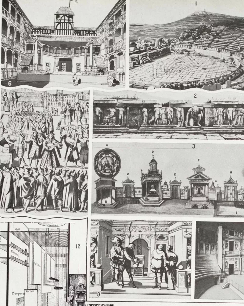 Théâtre histoire 1930, Dionysos Athènes Orange Opéra-Comique – détail de la planche ancienne