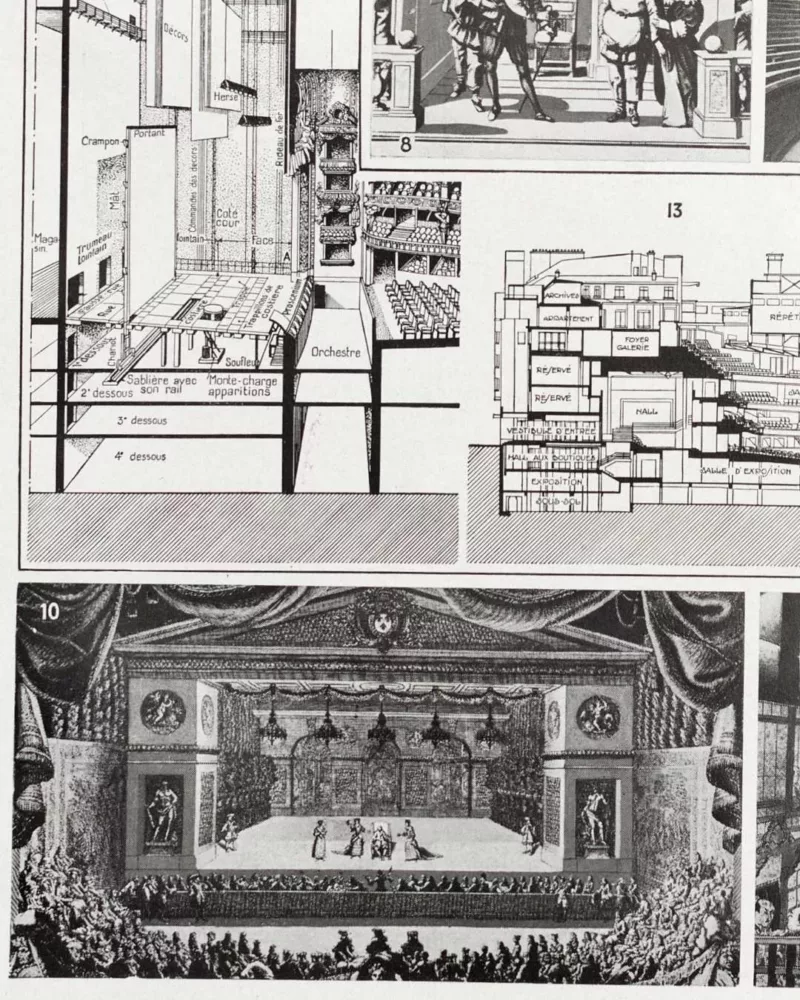 Théâtre histoire 1930, Dionysos Athènes Orange Opéra-Comique – détail de la planche ancienne