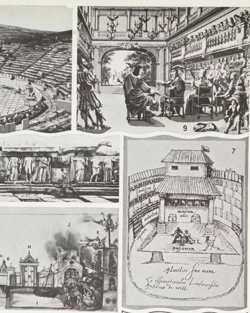 Théâtre histoire 1930, Dionysos Athènes Orange Opéra-Comique – détail de la planche ancienne