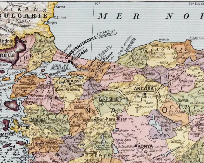 Turquie, carte mise à jour en 1939, planche édition 1930 – planche encadrée en décoration murale