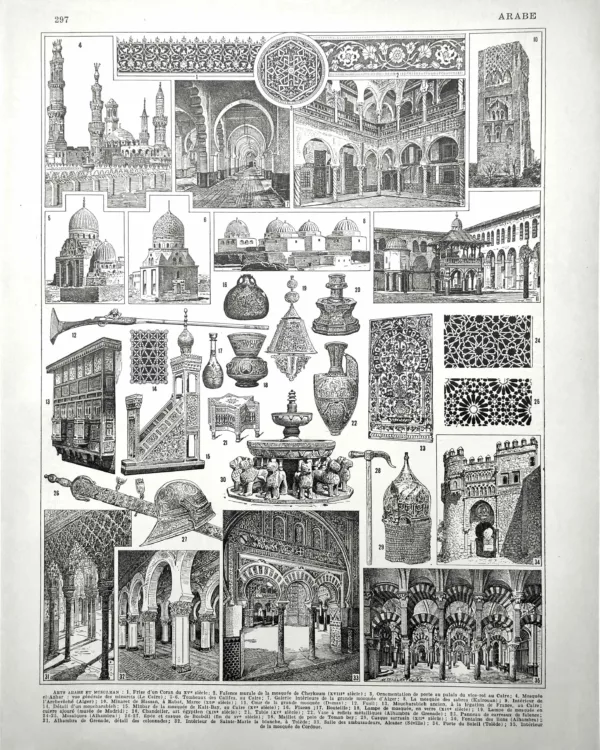 XX11928ARAB-R-art-arabe Art arabe et musulman, mosquées, architecture et arts décoratifs, planche de 1928