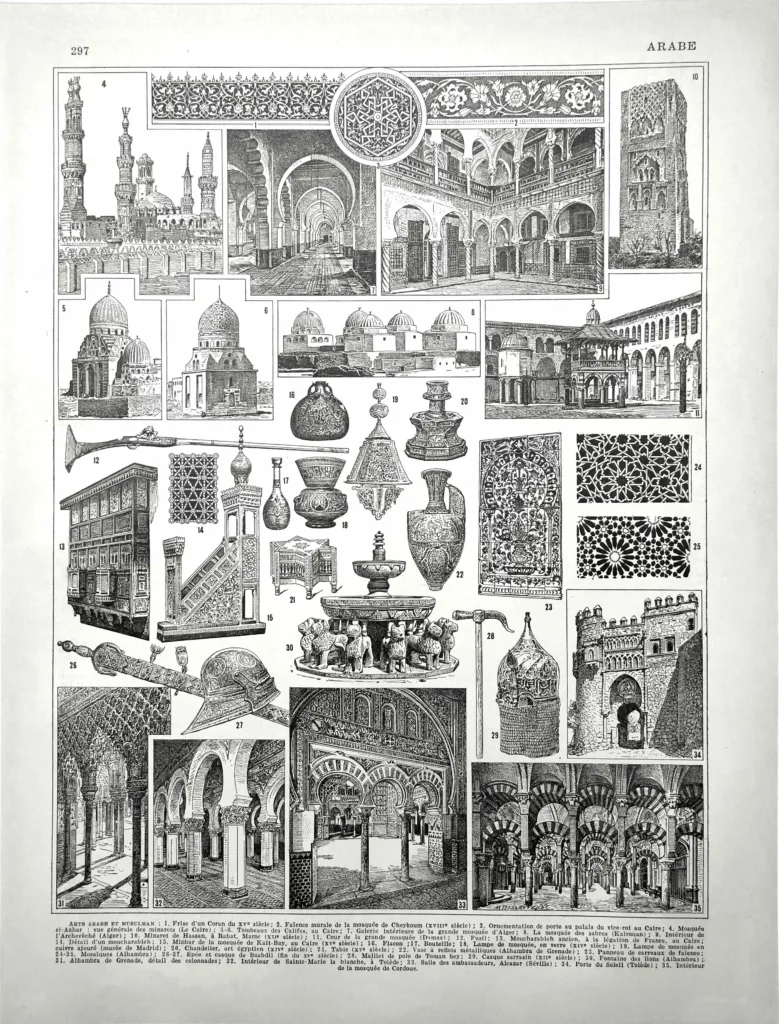 Art arabe et musulman, mosquées, architecture et arts décoratifs, planche de 1928