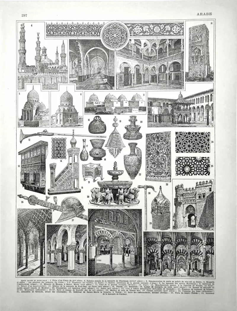XX11928ARAB-R-art-arabe Art arabe et musulman, mosquées, architecture et arts décoratifs, planche de 1928