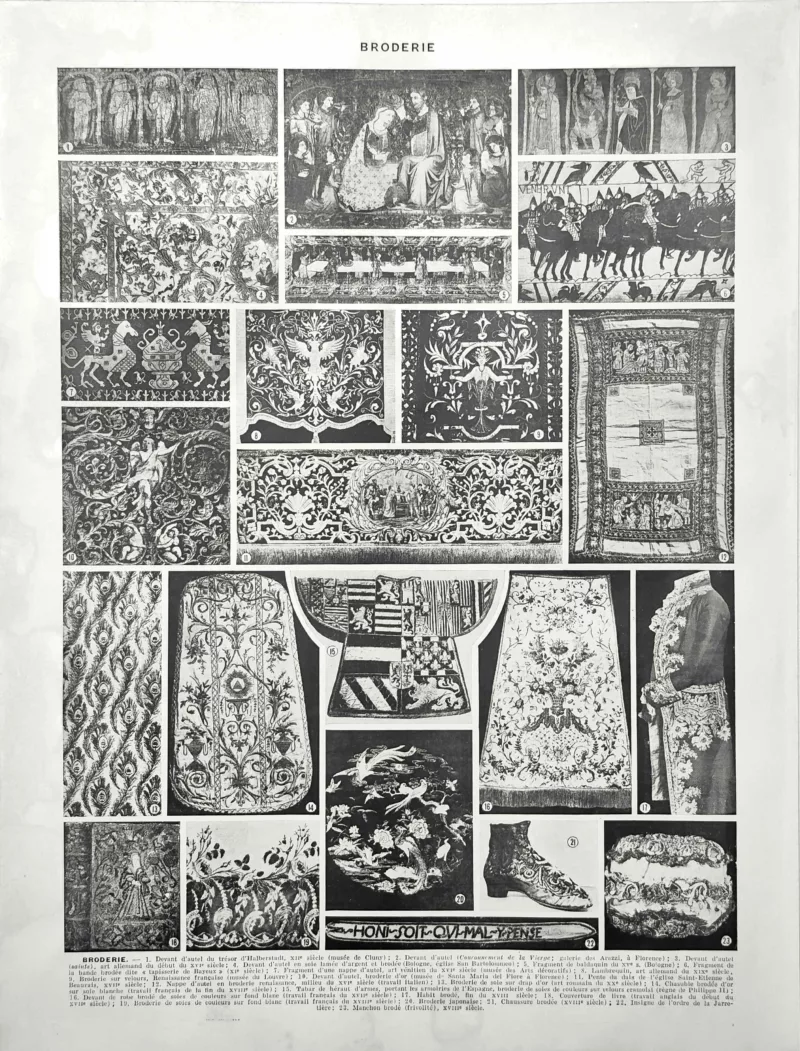 Broderie ancienne, tapisseries, ornements textiles et vêtements brodés, verso de 1928