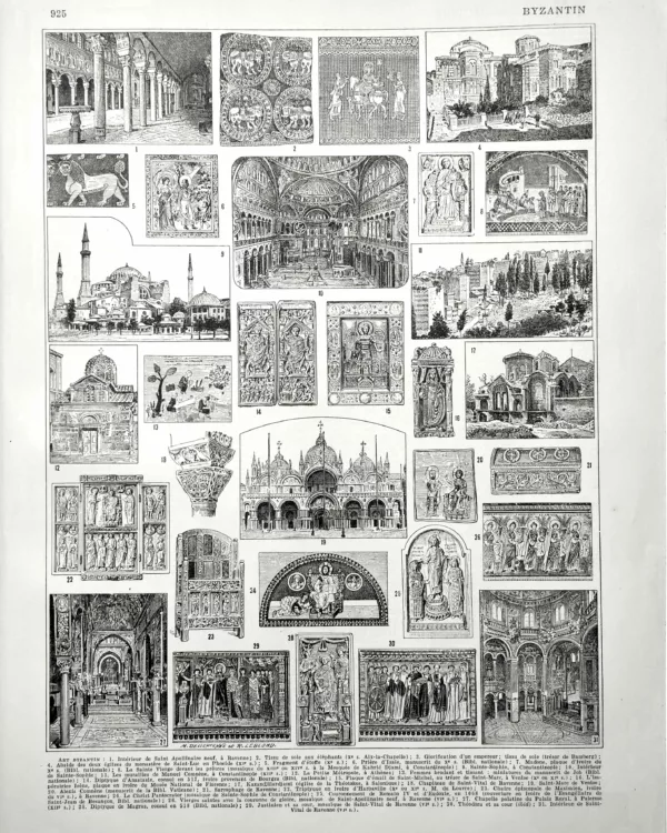 XX11928BYZA-R-byzantin Art byzantin, mosaïques, églises, architecture et décors religieux, planche de 1928
