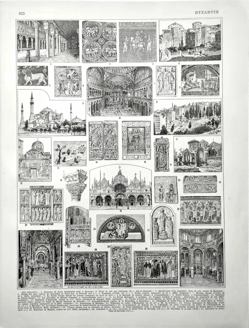 XX11928BYZA-R-byzantin Art byzantin, mosaïques, églises, architecture et décors religieux, planche de 1928
