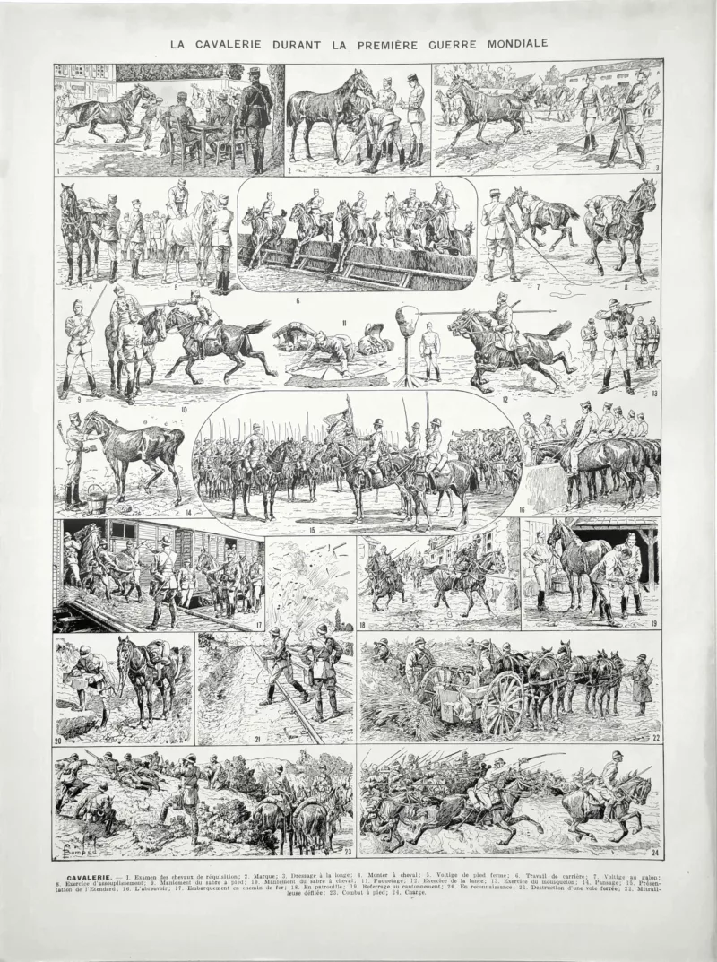 XX21929CAVA-V-cavalerie-exercices Cavalerie, exercices et manœuvres équestres, verso de la planche de 1929