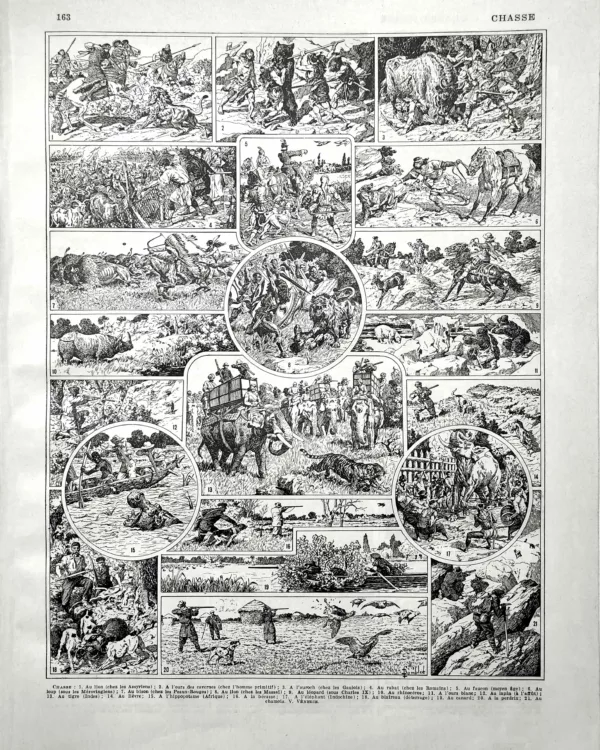 XX21929CHAS-R-Chasse Chasse et pratiques cynégétiques, planche de Bombled de Richemont de 1929