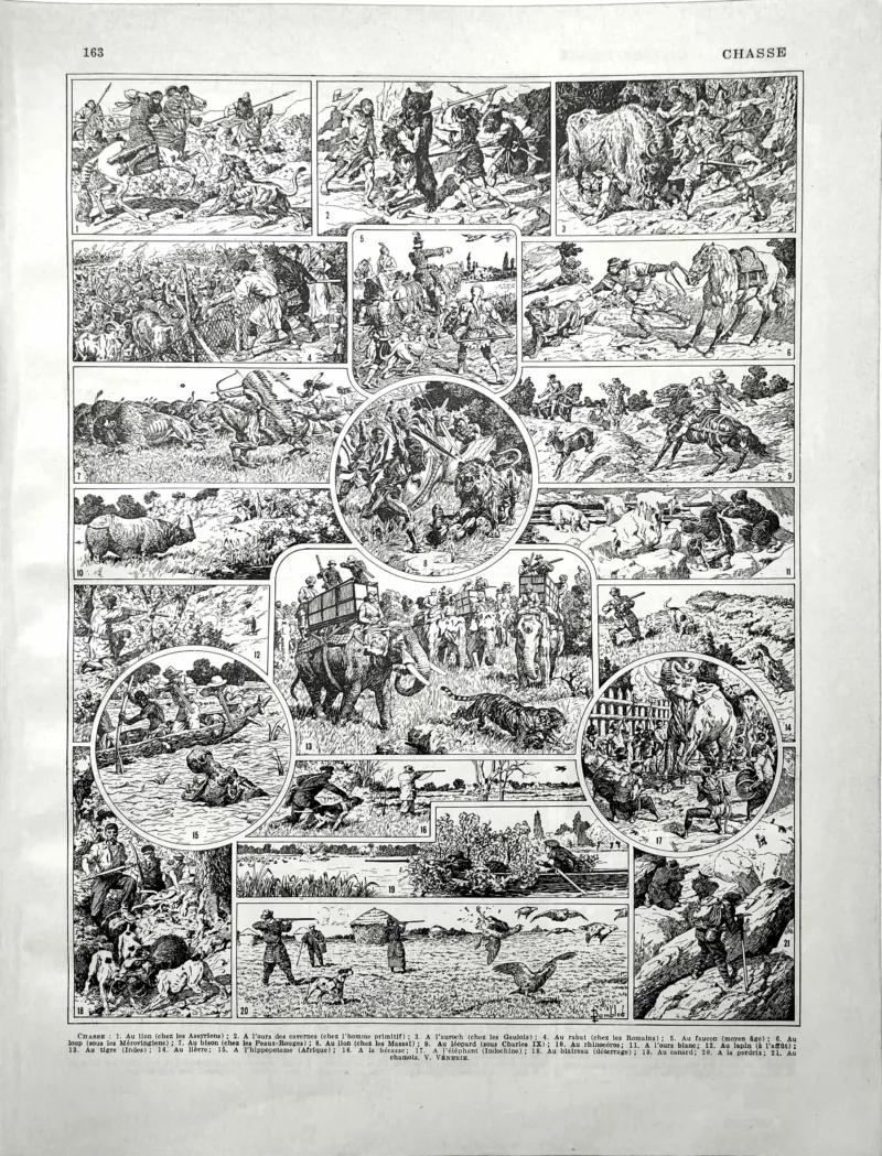 XX21929CHAS-R-Chasse Chasse et pratiques cynégétiques, planche de Bombled de Richemont de 1929