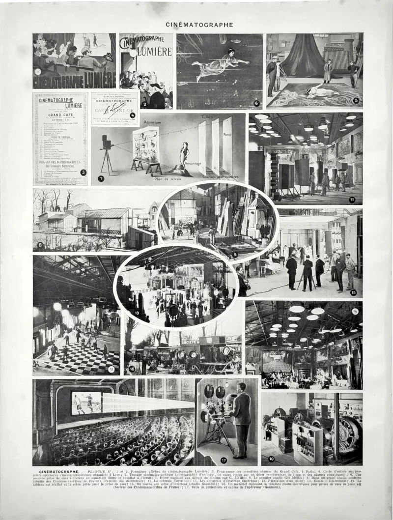 XX21929CINE-V-cinematographe Cinématographe et projection, verso de la planche technique originale de 1929