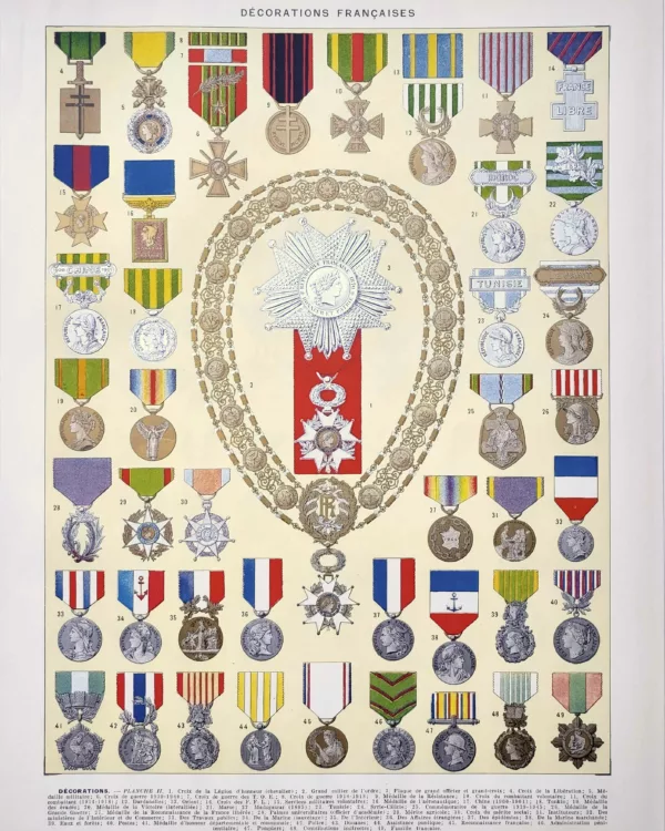 XX21929DEC2-R-decorations-francaises Décorations françaises et distinctions honorifiques, planche originale de 1929