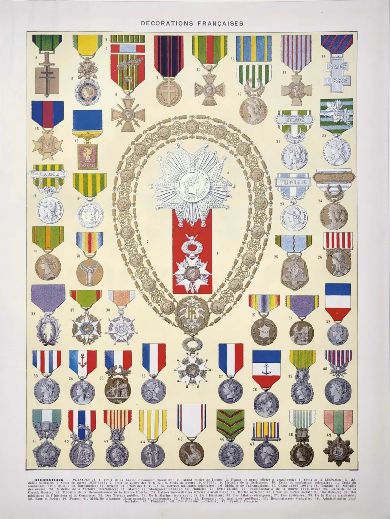 XX21929DEC2-R-decorations-francaises Décorations françaises et distinctions honorifiques, planche originale de 1929
