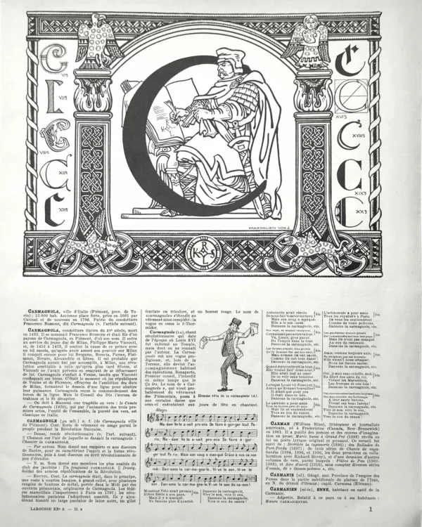 Lettre C, typographie et ornement, planche de Maximilien Vox de 1929