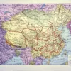 XX21953CHIN-R-Chine-carte-1953 Chine en 1953, carte géographique mise à jour, planche encyclopédique ancienne