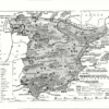 XX31930ESPA-V1-espagne-carte Espagne, carte économique en noir et blanc avec agriculture, minerais et industries, 1930