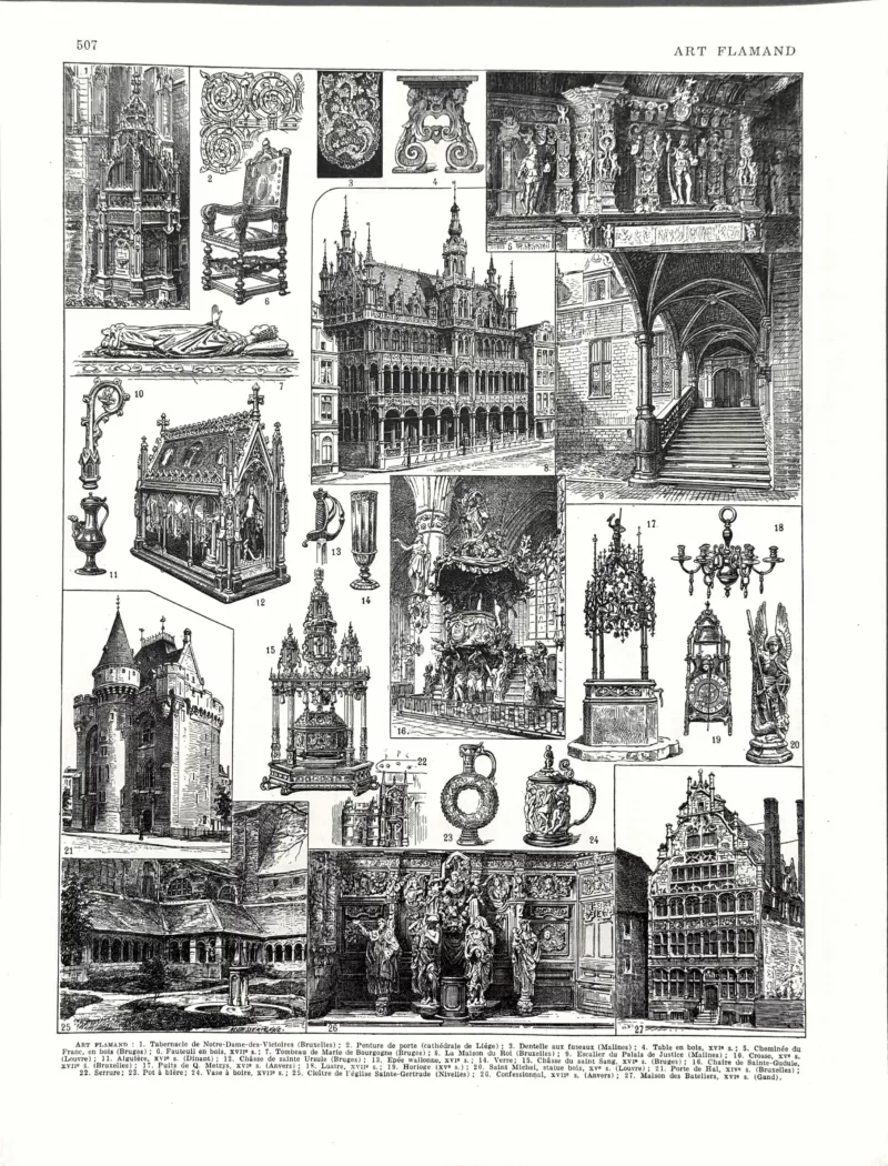 XX31930FLAM-R-art-flamand Art flamand, architecture, mobilier et arts décoratifs, planche originale de 1930