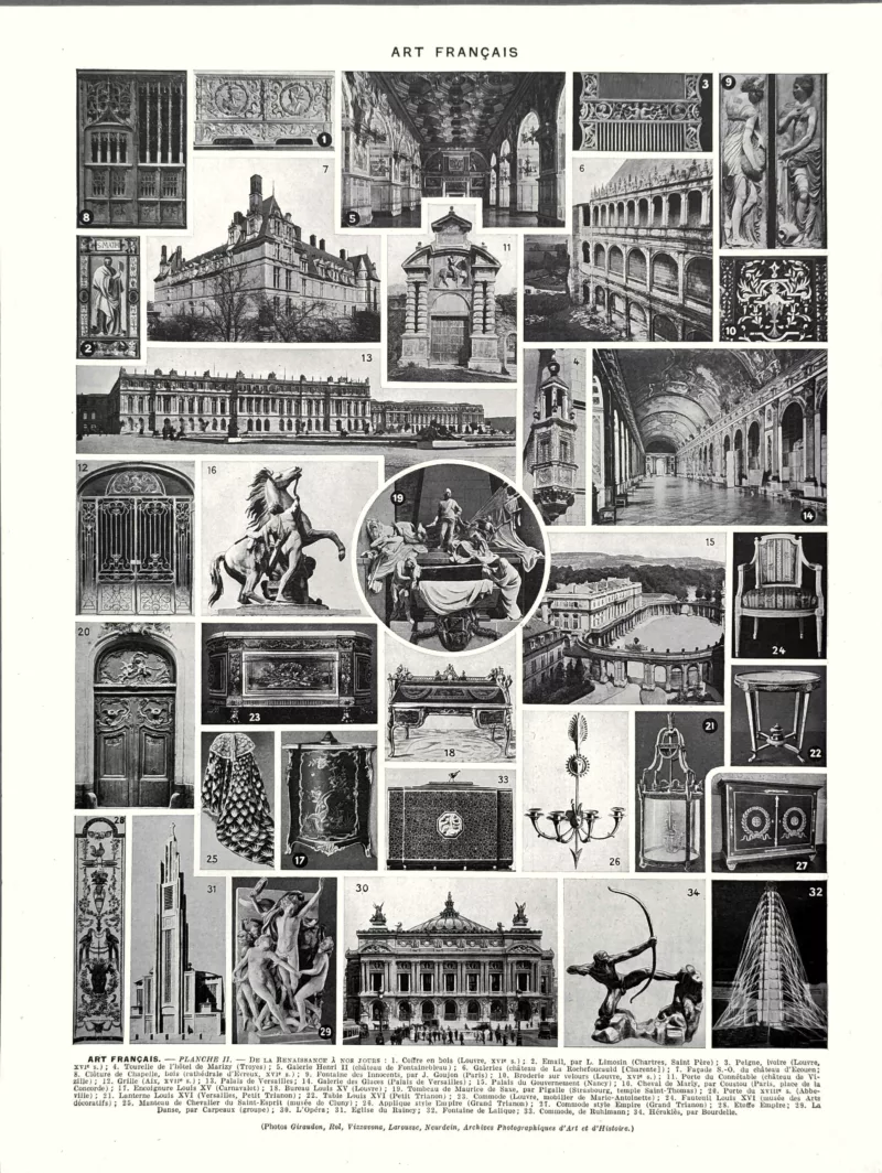 Art français, architecture et arts décoratifs, verso de la planche encyclopédique de 1930