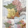 XX31930GAUL-R-gaule-carte Gaule, carte historique en couleurs avec provinces et peuples, planche de Demoulin de 1930